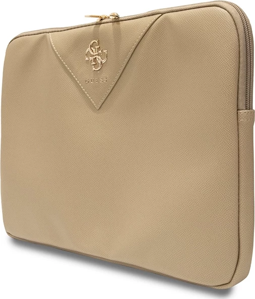 Ovitek za prenosnik ZIP Leather Triangle, 14" , umetno usnje, zlata - Guess