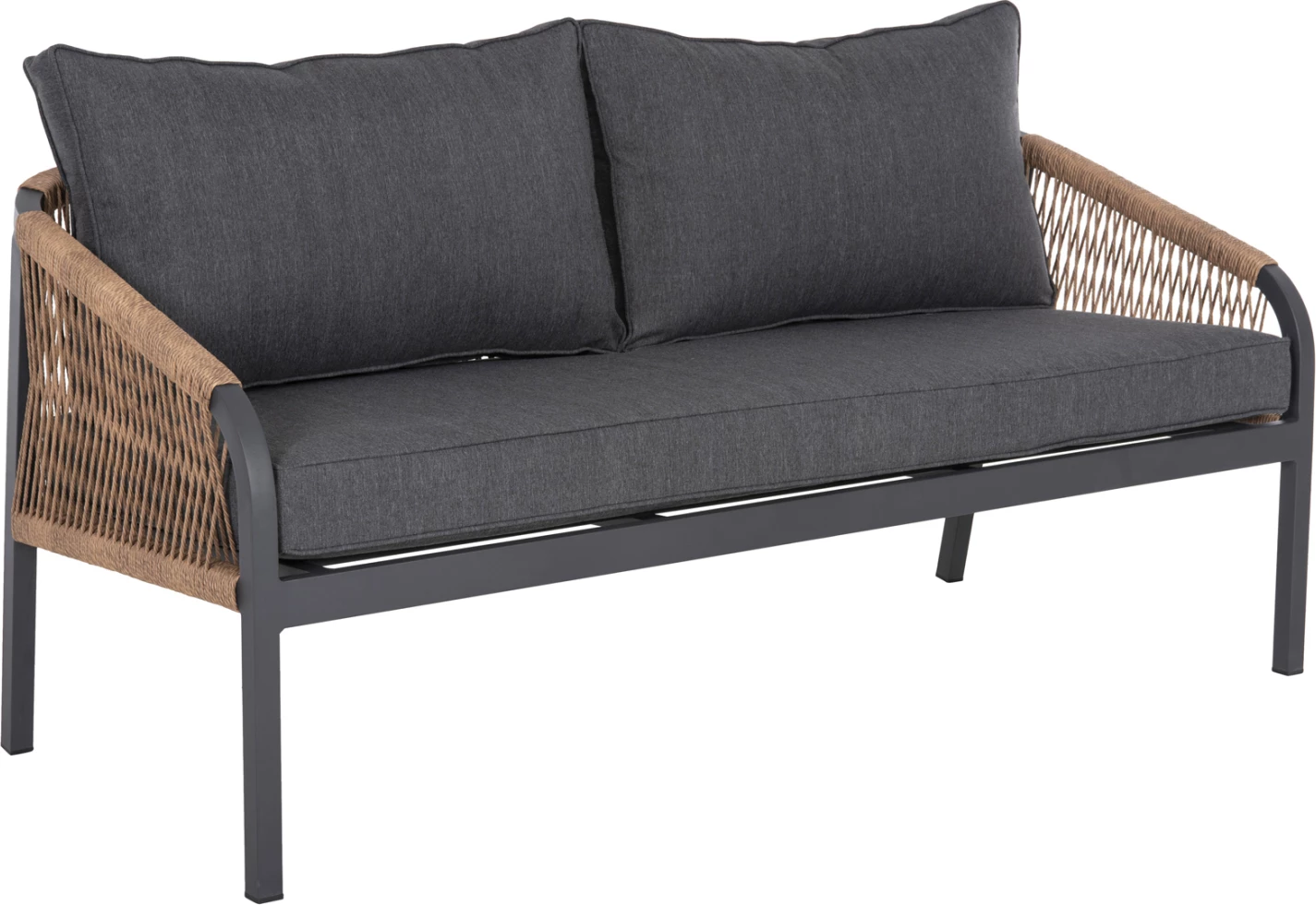 Zunanja dvosedna sedežna garnitura MAERLY FH6055.03 aluminij v antracit-temno bež sintetična vrv-antracit blazine