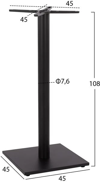 Osnova za bar iz kovine črne mat barve 45x45x108cm z nastavljivim FH439