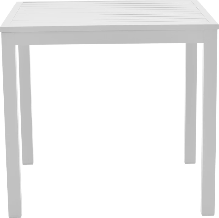 Set mize s stoli Savor-Kliton, aluminij bel in naravni ratan, 80x80x74 cm, 5 kosov