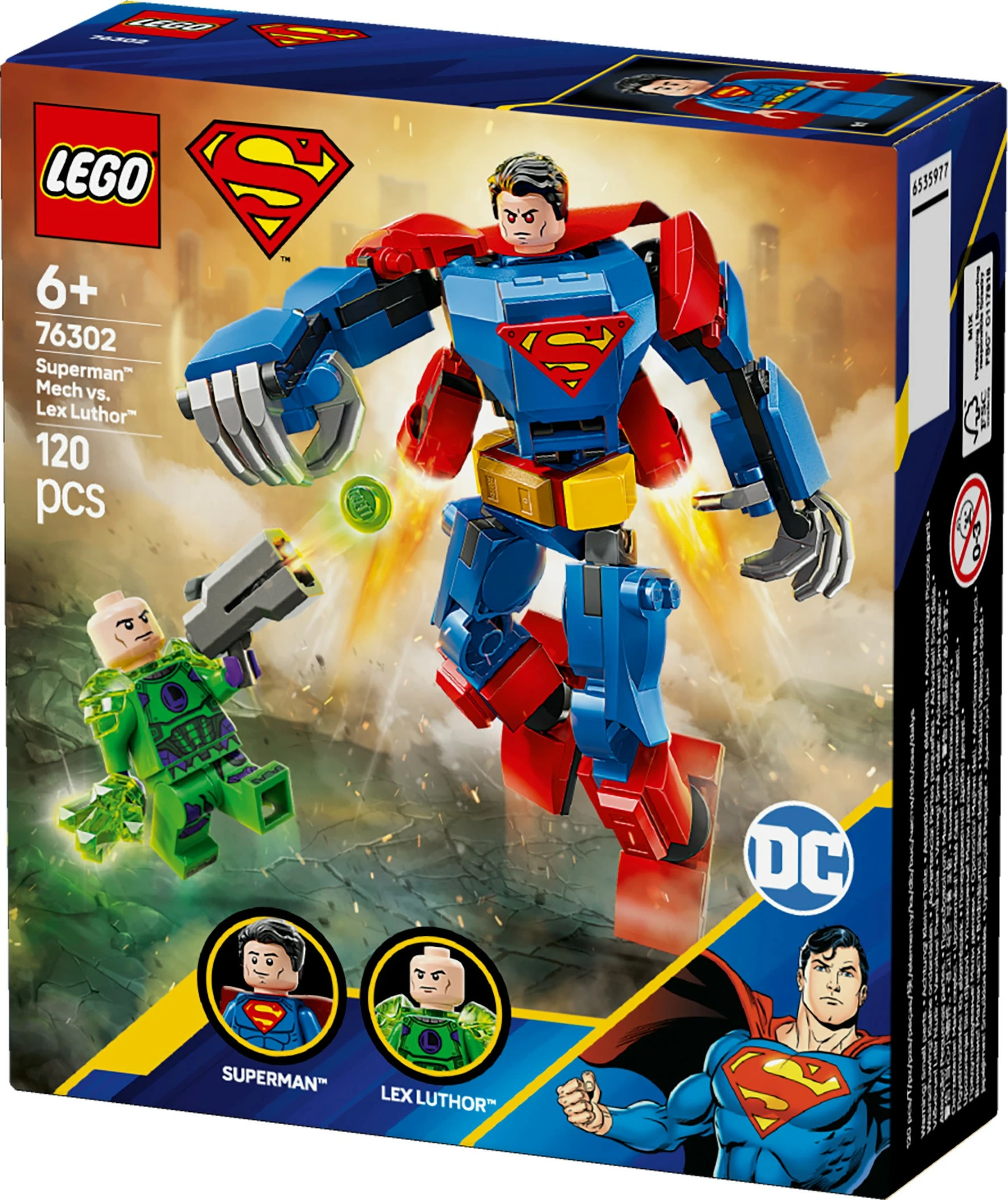 Gradbeni set LEGO DC Super Heroes Superman Mech proti Lex Luthor, 76302, 120 kosov, večbarven