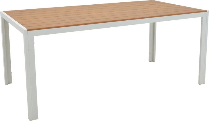 Jedilna miza s stoli, Nares-Norture B komplet 7 kosov, aluminij in vezana plošča, bela in naravna, 180x90x72.5 cm