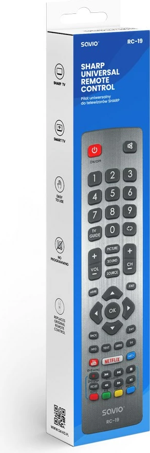 Universalen daljinec Savio RC-19, sive barve