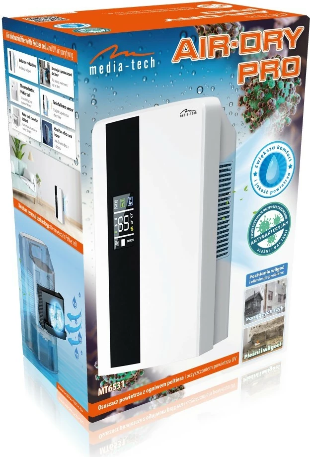 Oskrbevalnik zraka, Media-Tech Air-Dry Pro MT6531, 2 L, z daljincem, bel/črn