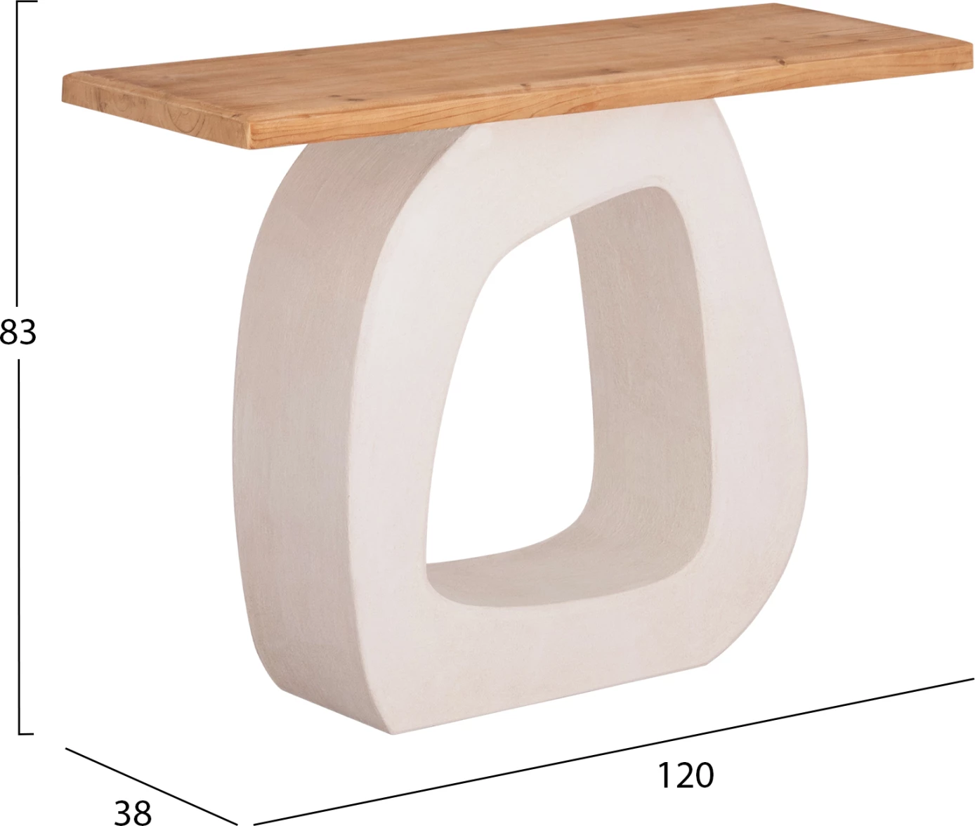 Konzola serije Santorini FH18043 miza iz jelovine-MDF podstavek v umazano beli barvi 120x38x83H cm