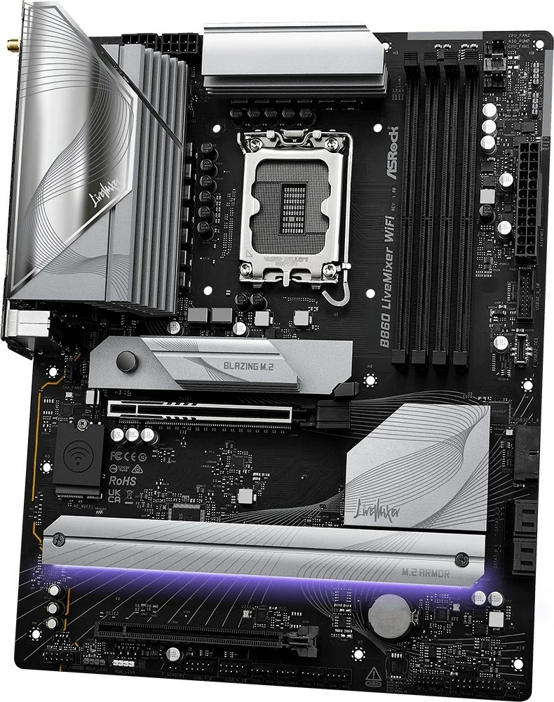 Plošča ASRock B860 LiveMixer WiFi, ATX, črna