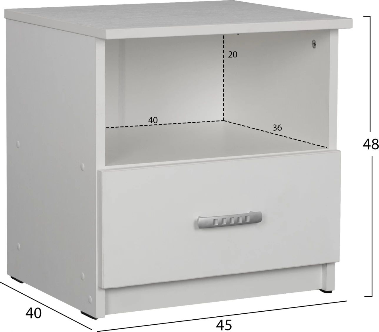 Nočna omarica ADLER melamin bela FH2431.03 45x40x48 cm