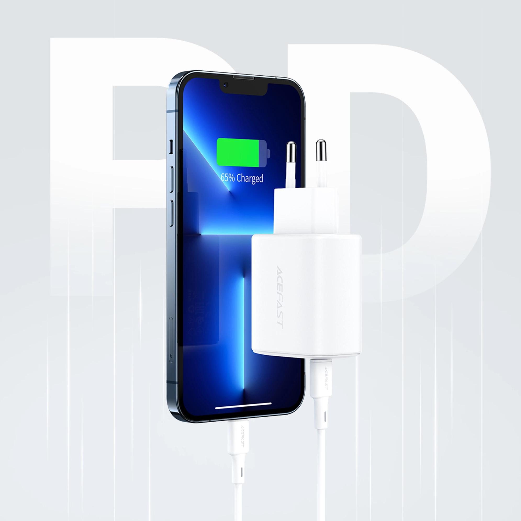 Hitro polnjenje Acefast A25, 20W, USB-C/USB-A, bel