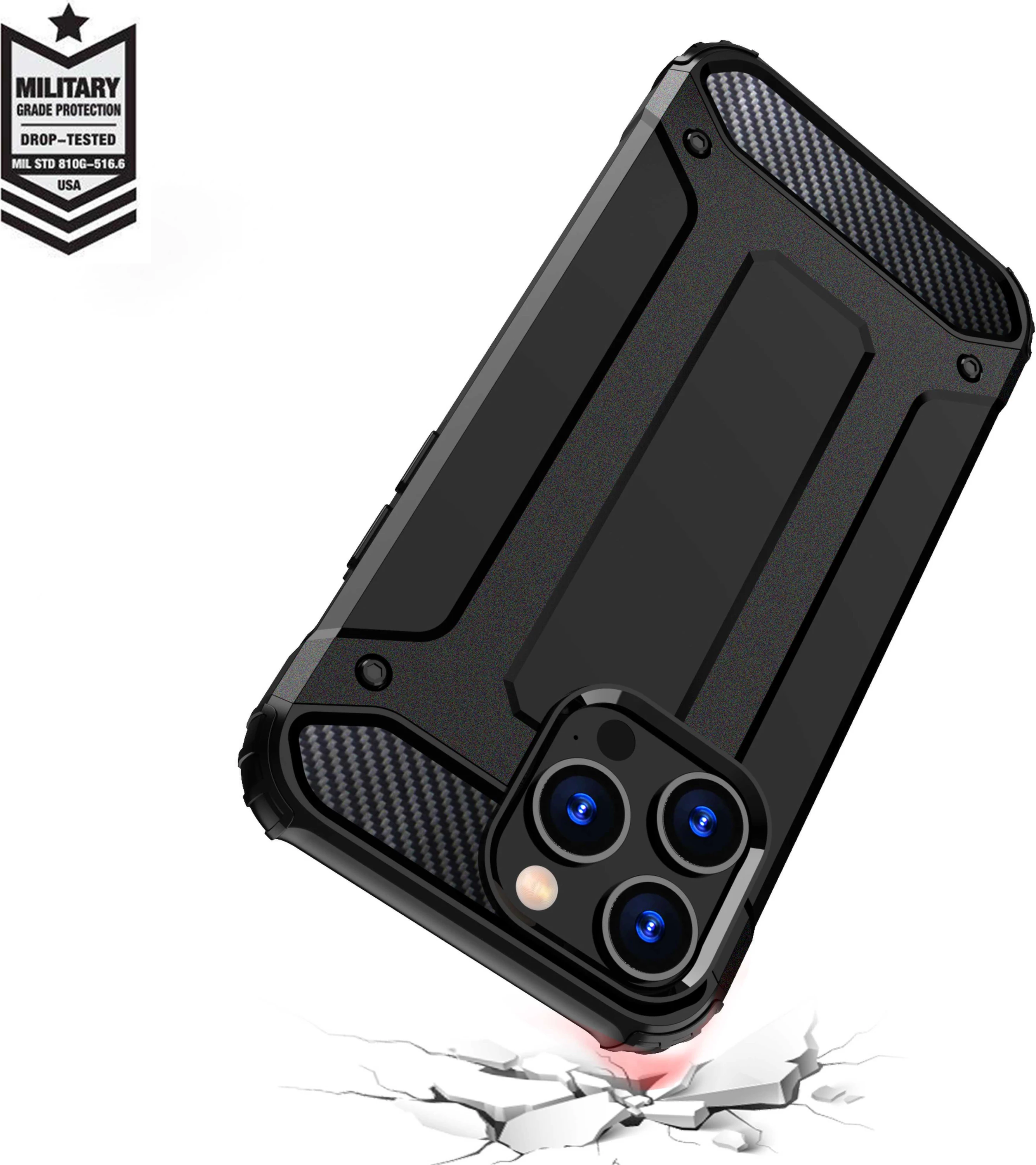 Hibridni ovitek za telefon Hurtel Hybrid Armor za iPhone 15 Pro, črn