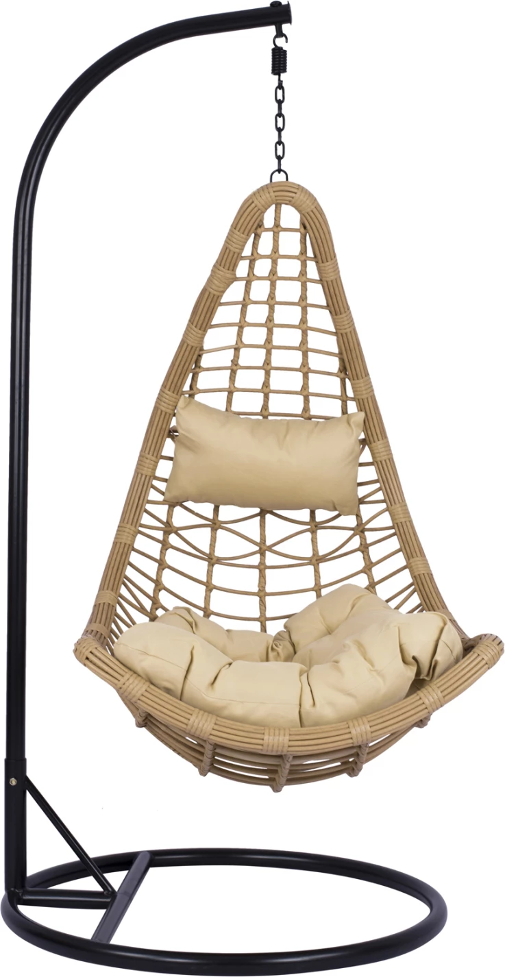 Viseče gnezdo LUCIA FH5676.01 iz bež ratana in blazin - črna kovina Φ95Χ195Hcm