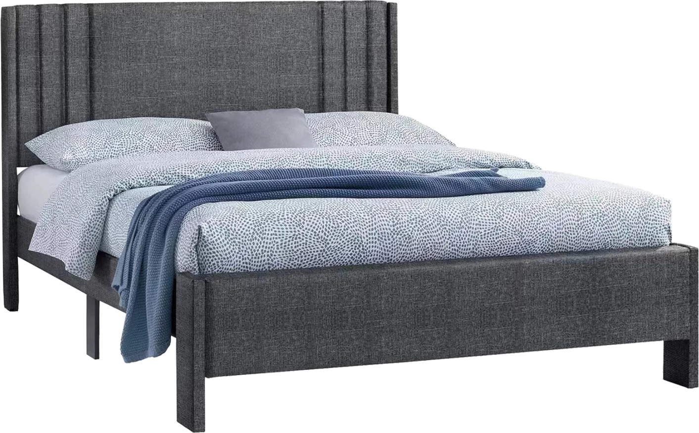 Dvojna postelja CREDENCE FH685.01 siva tkanina za vzmetnico 160x200 cm