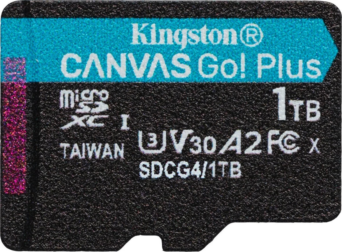 Kartica microSDXC za shranjevanje Kingston Canvas Go Plus Gen4 1TB z adapterjem, črna