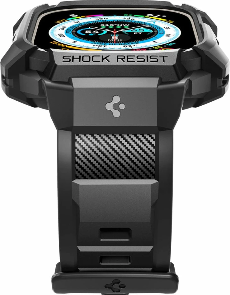 Ovitek za Apple Watch Ultra 49 mm, Spigen Rugged Armor Pro, črn
