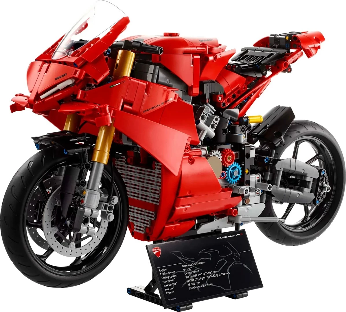 Detajni model motocikla LEGO Technic Ducati Panigale V4 S, Model 42202, rdeč