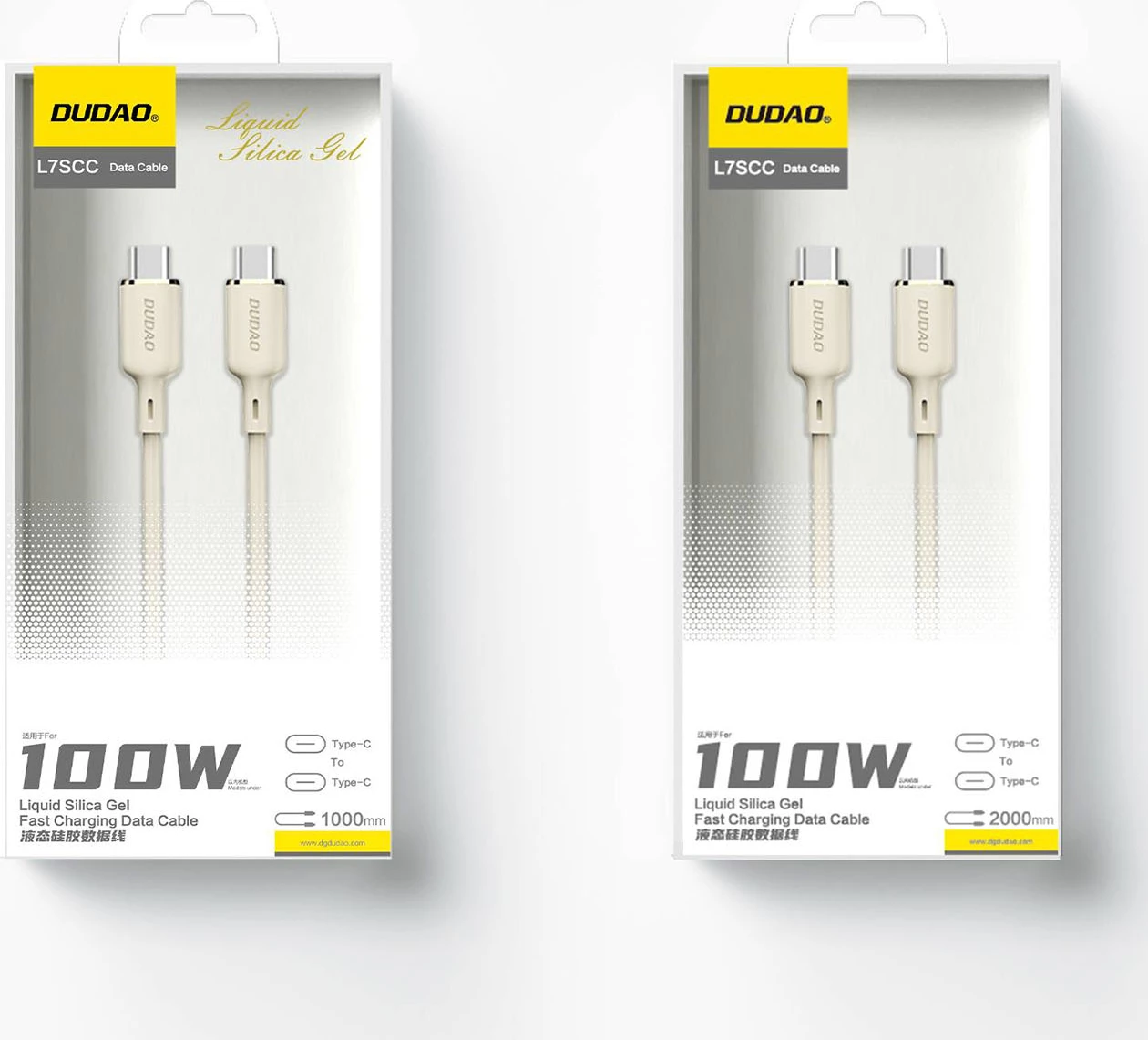 USB-C na USB-C kabel, 2 m, 100 W, silikonski, bež Dudao L7SCC