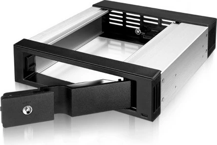 Kovinska kaseta za 3,5" SATA v 5,25" ležišču ICY BOX IB-158SK-B, aluminij, črna