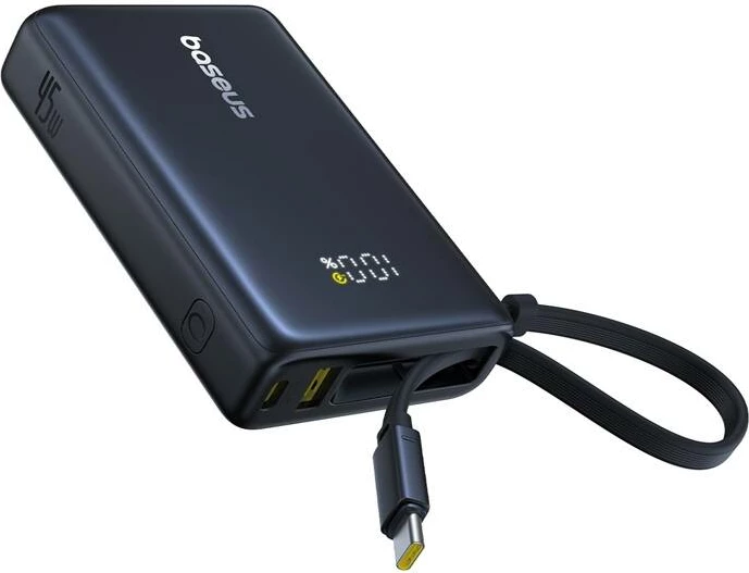 Zunanji akumulator Baseus PicoGo P10076803123-00, 10000 mAh, 45W, z digitalnim zaslonom, črn