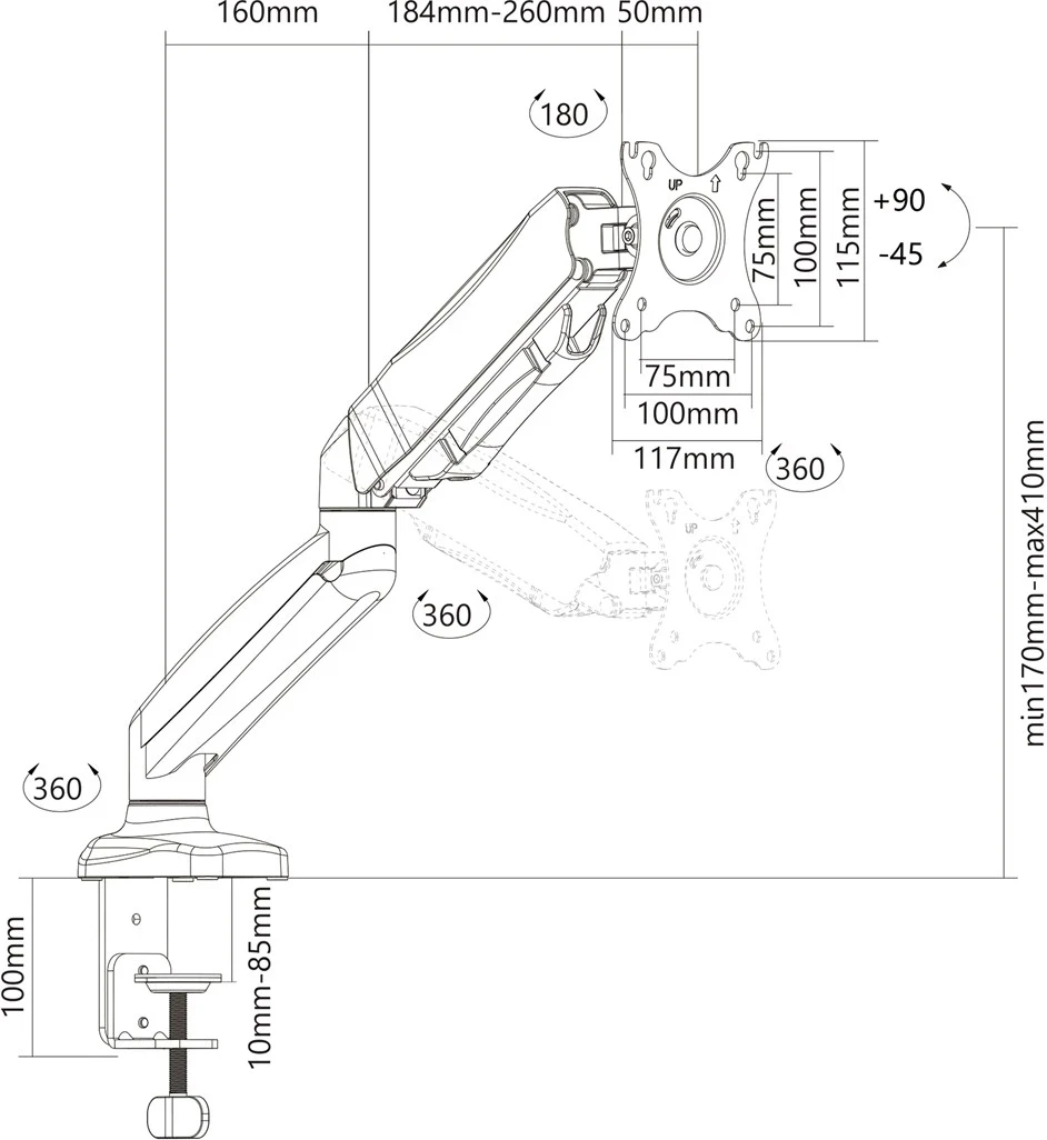 Nosilec za monitor, Elbrus MT014, 32"