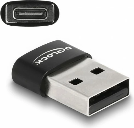 Adapter USB 2.0 USB A moški na USB C ženski, DeLOCK, črn