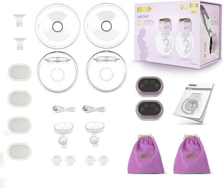 Elektronska prsna črpalka, neno Sole Twin, brezžična, LCD zaslon, komplet 2 kosa