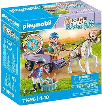 Voziček s ponijem, igralni komplet Playmobil Horses 71496, 33 kosov