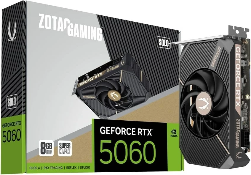 Grafična kartica ZOTAC GAMING GeForce RTX 5060 SOLO, 8 GB GDDR7, črna