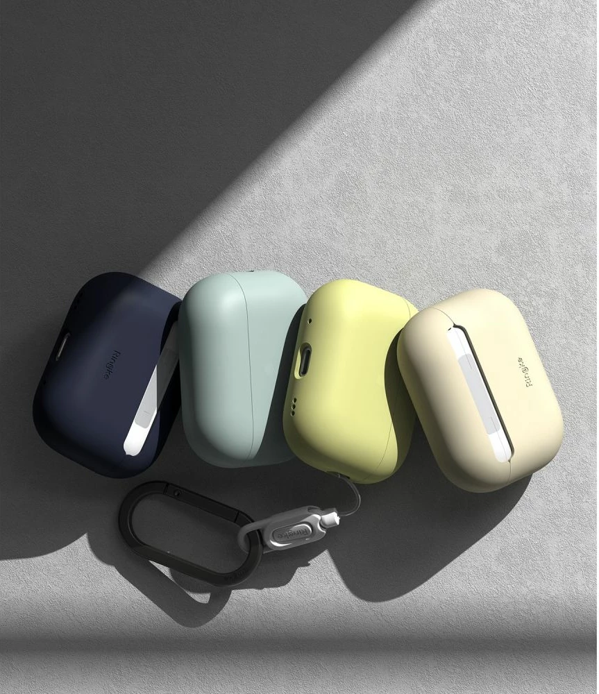 Ovitek za AirPods Pro/Pro 2 Ringke, silikonski, temno moder, z karabinom