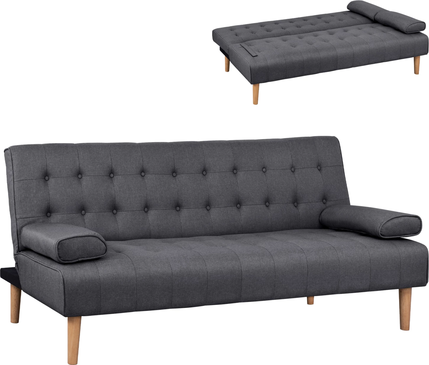 Trendy kavč postelja Wanda FH3149.01, siva, 2 blazini, 190x84x83 cm