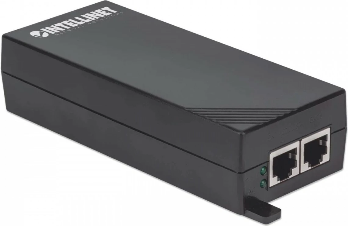 PoE+ napajalnik Intellinet 561518, 30 W, 2x Gigabit RJ45, črn