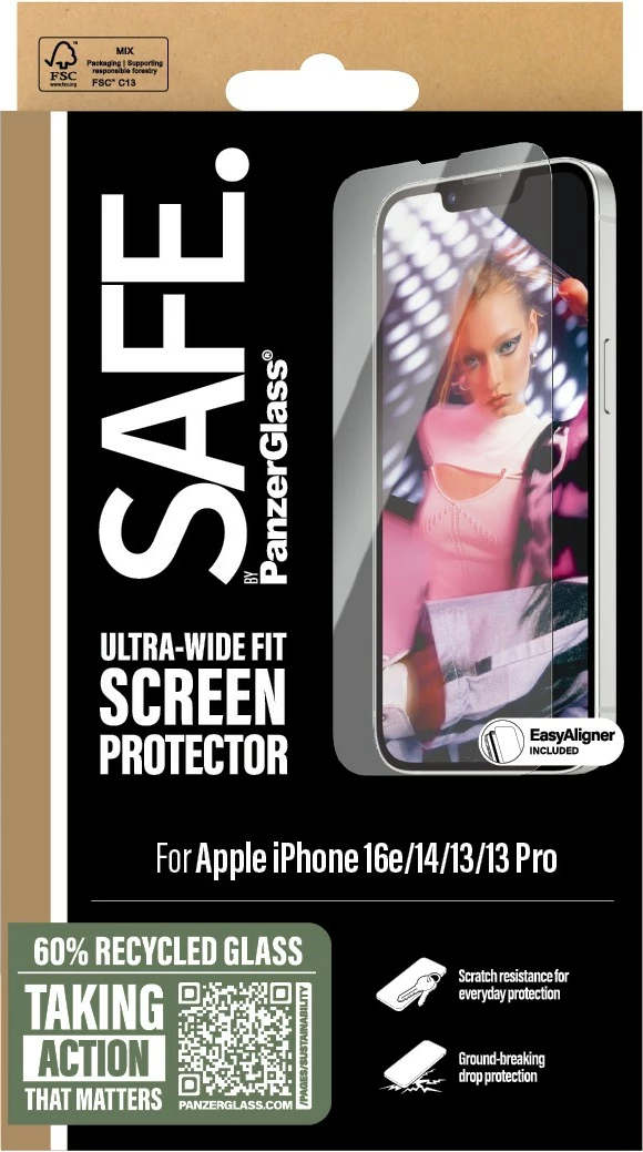 Prozoren zaščitni ovitek za zaslon PanzerGlass za iPhone 16e/14/13/13 Pro