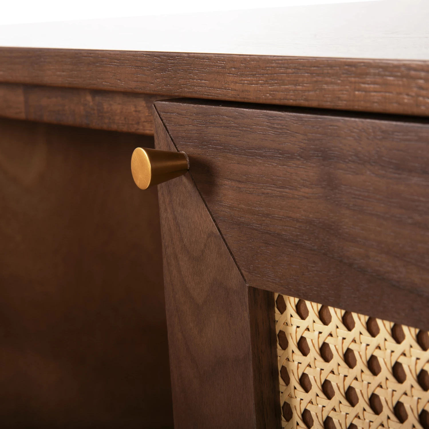 Bife MEEN FH9735 MDF z naravnim orehovim furnirjem-zlate kovinske noge 150x40x80Hcm