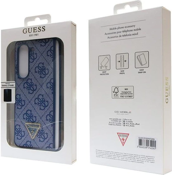 Ovitek za telefon 4G Triangle Strass Guess za Samsung Galaxy Z Fold 5, moder