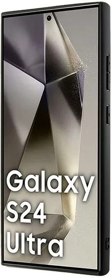 Ovitek za telefon iz ekološkega usnja z karo vzorcem, MagSafe — DKNY, Samsung Galaxy S24 Ultra, črn