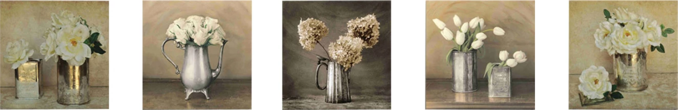 Dekorativna slika v petih delih, MDF, z romantičnimi cvetlicami FH7205.02 75x0,3x15 cm