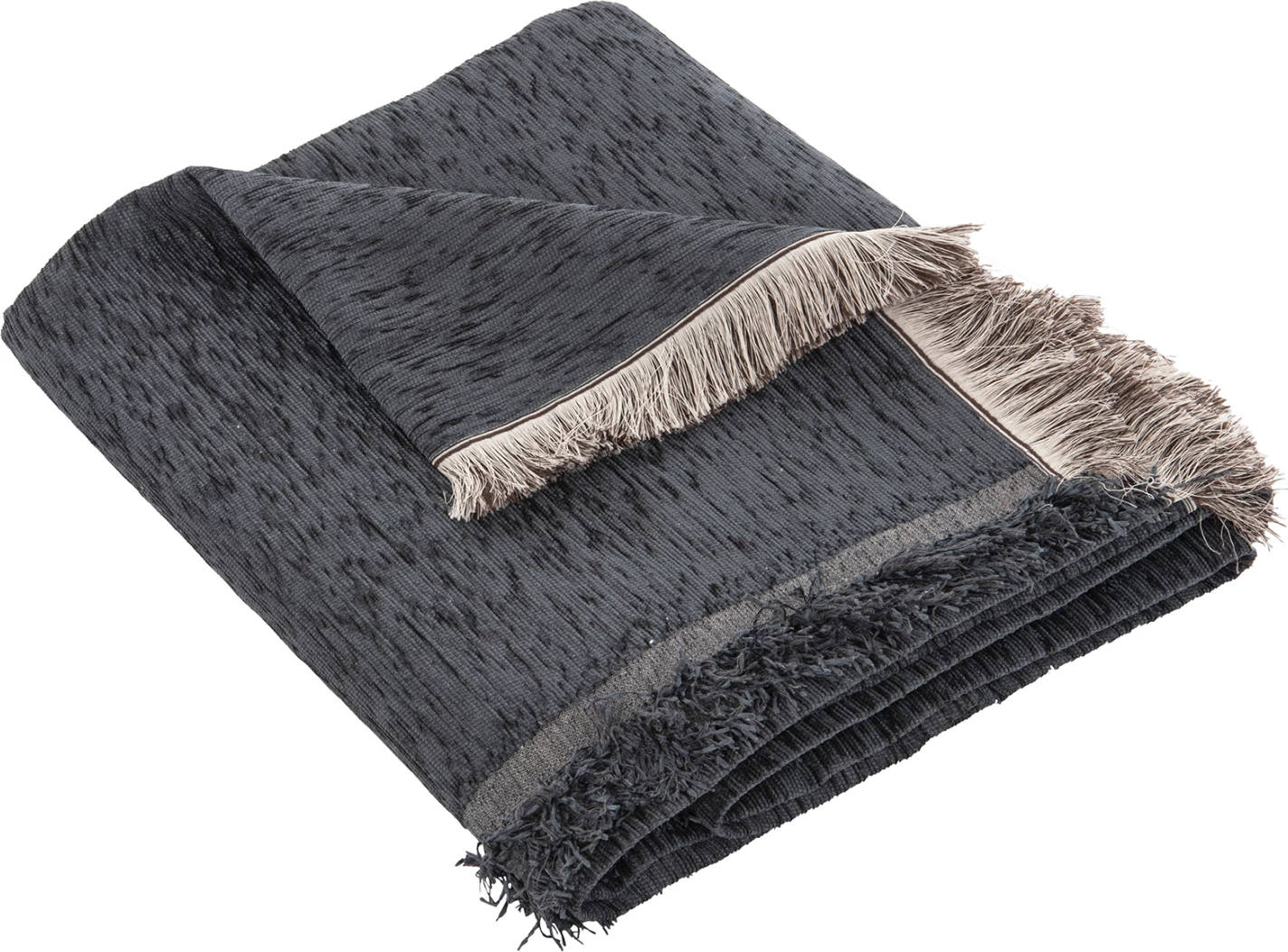 Prevleka za kavč z resicami DREAMTOPIA FH12165.09 v mornarsko modri barvi 295x170 cm