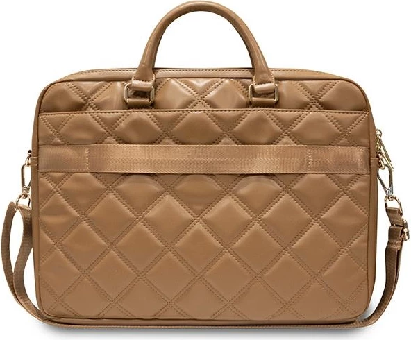 Torba za prenosnik Quilted 4G Guess, 16 in, vegansko usnje, rjava