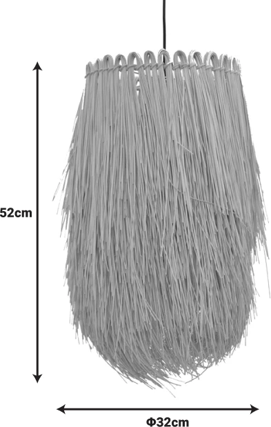 Stropna svetilka iz ratana, naravna, D32×52 cm