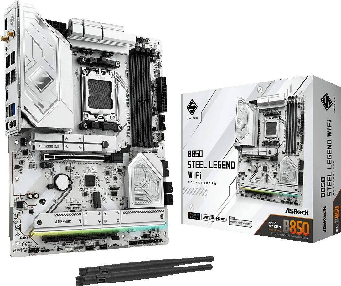Matična plošča Asrock B850 Steel Legend WiFi, Socket AM5, ATX, bela