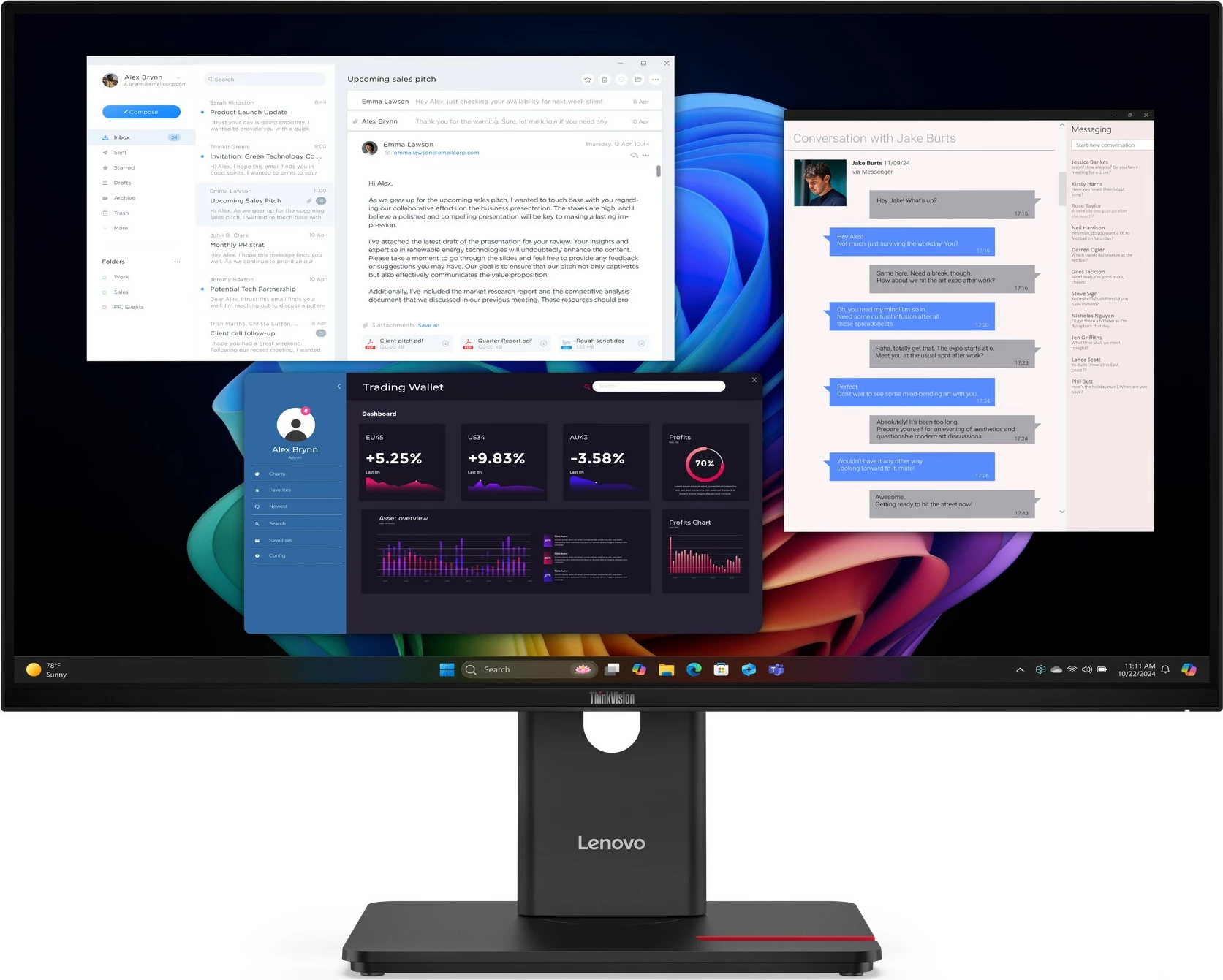 Monitor 27" UHD z HDMI/DP/USB-C in dok — Lenovo ThinkVision T27UD-40, črn