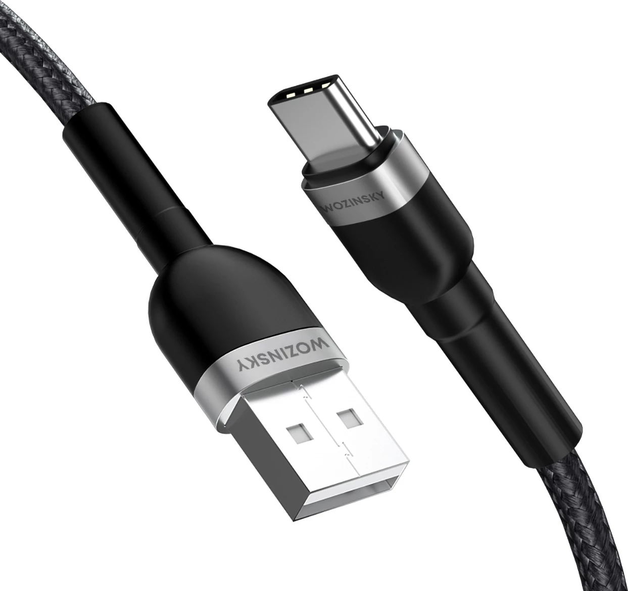 USB kabel Wozinsky WNBAC1, USB-A v USB-C, 1 m, 2,4 A, najlon, črn