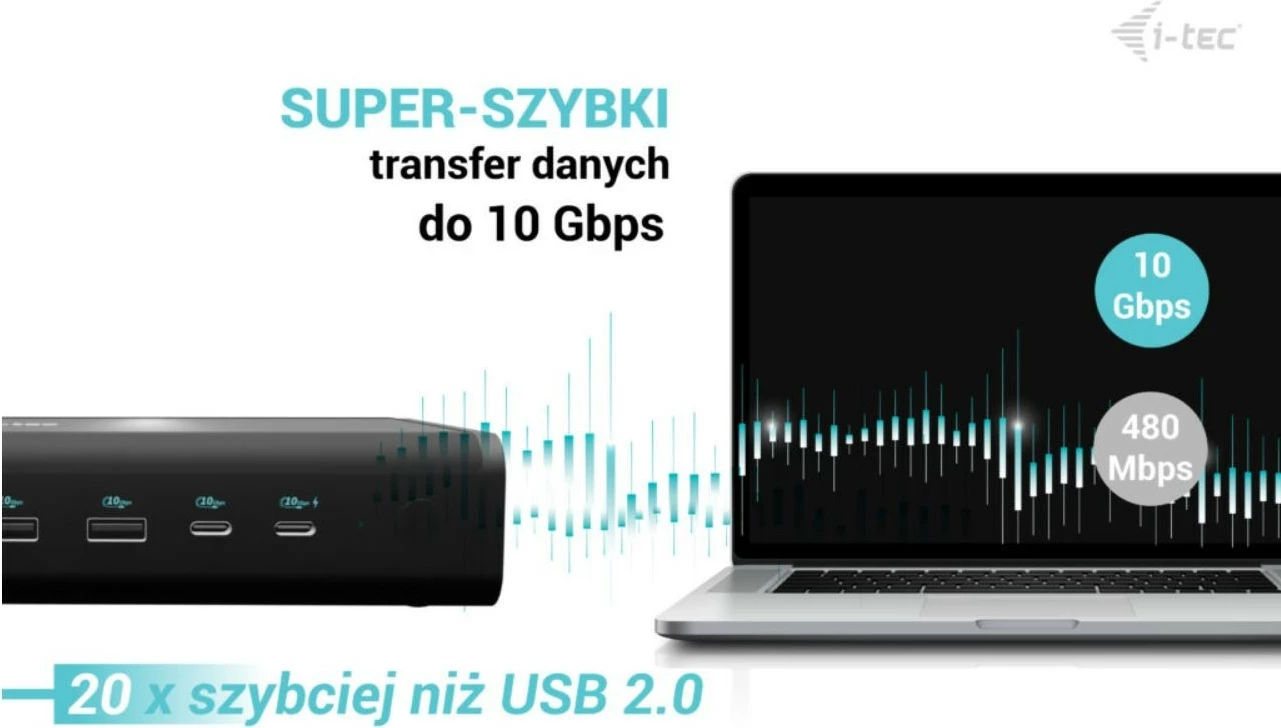 Universalen docking station i-tec CA6MONITORDOCKPD, 6x 4K/60Hz, 140W, črn