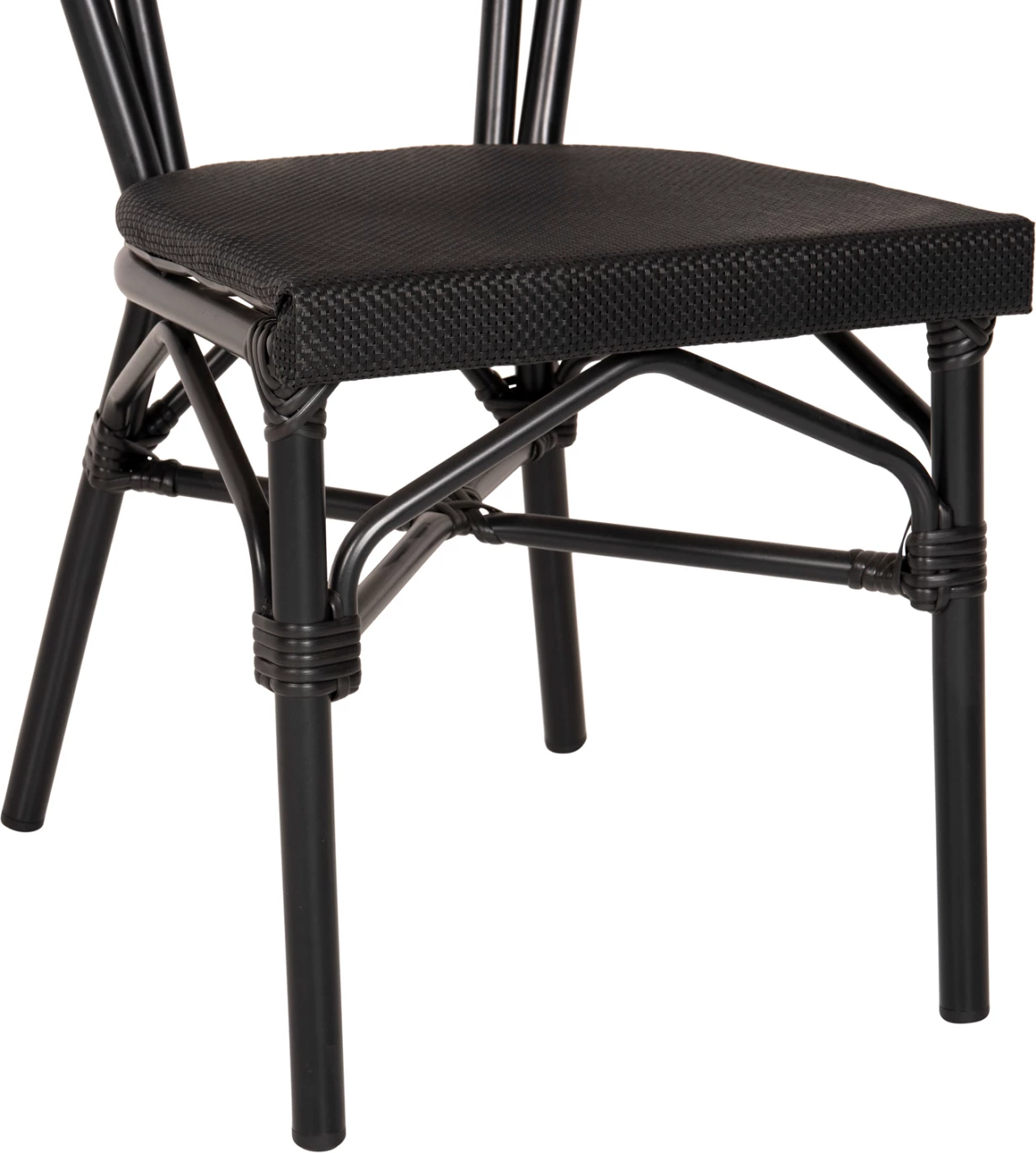 Aluminijasti stol bambus videz črn s tekstilom 45x57x88cm FH5052