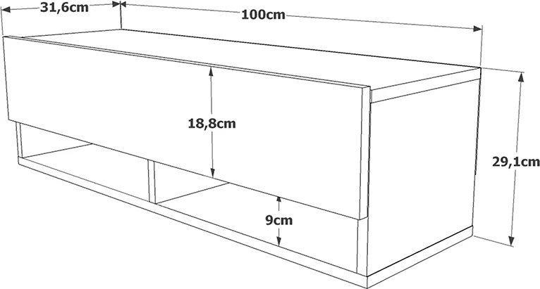 Stenska TV enota Roscoe, hrast, 100x31,5x29,5cm