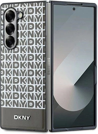 Ovitek za telefon z vzorcem ponovljenih logotipov in spodnjo črto DKNY za Samsung Galaxy Z Fold 6, rjav