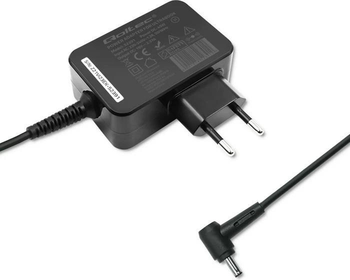 Polnilec za prenosnik Qoltec 52391 za Asus, 45 W, 19 V, 2,37 A, 4,0 x 1,35 mm, črn