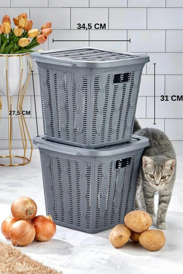 Košara za perilo, 2 kosa Mijölnir PZR-071, antracit