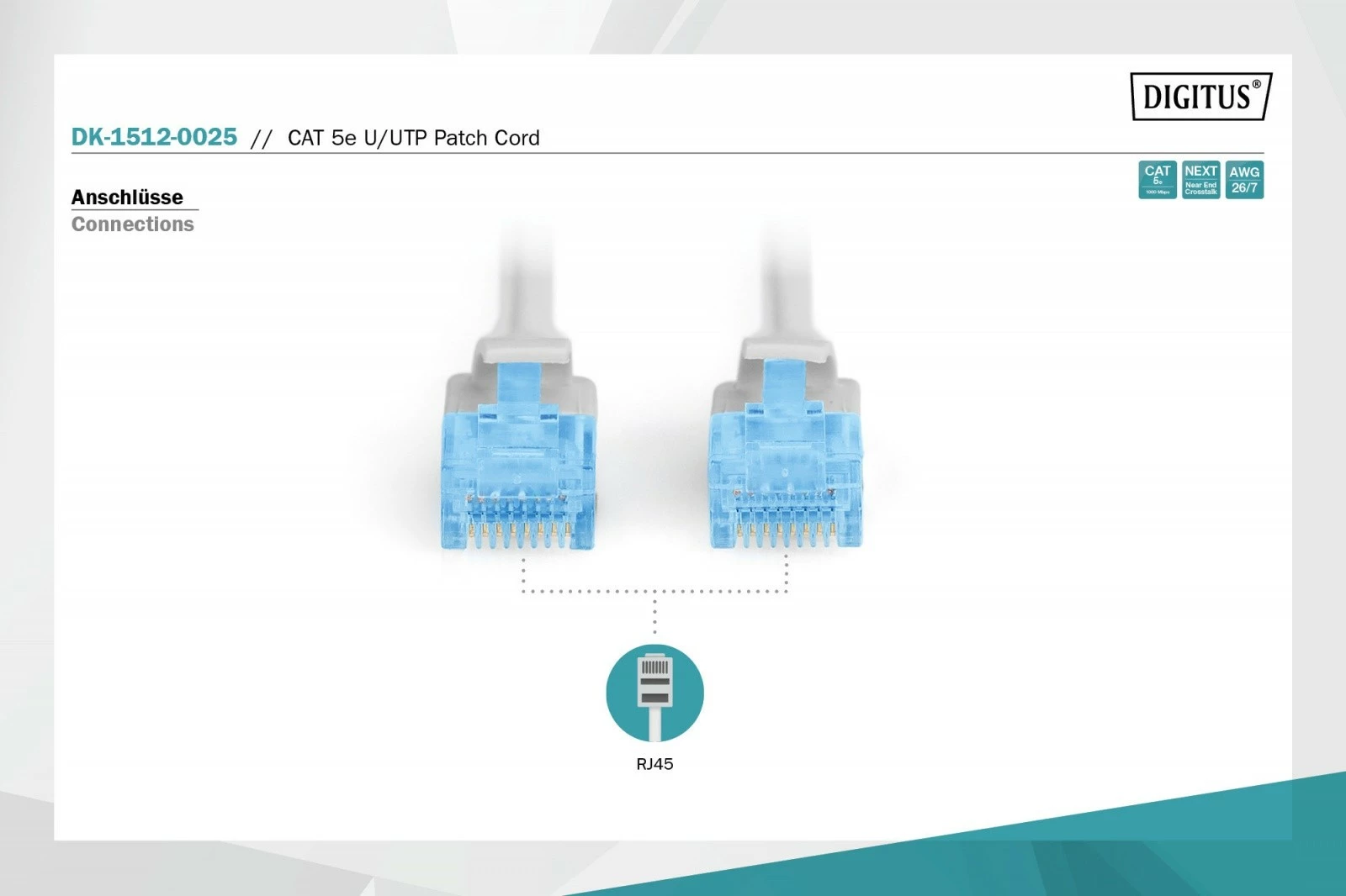 Omrežni kabel Digitus DK-1512-0025, CAT 5e, 0,25 m, siv