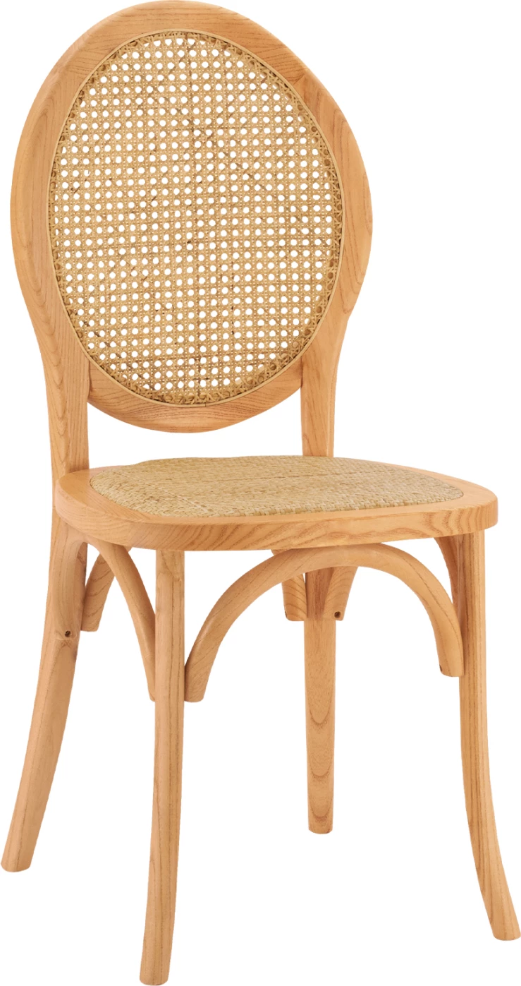 Leseni stol z ovalnim naslonom in ratanom v naravni barvi FH8745.01 45x50x97