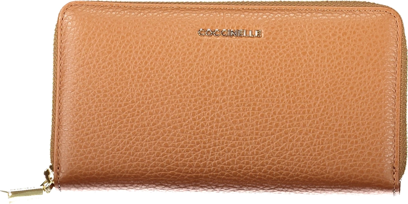 Portfelj iz prave kože, COCCINELLE, ženski, rjav