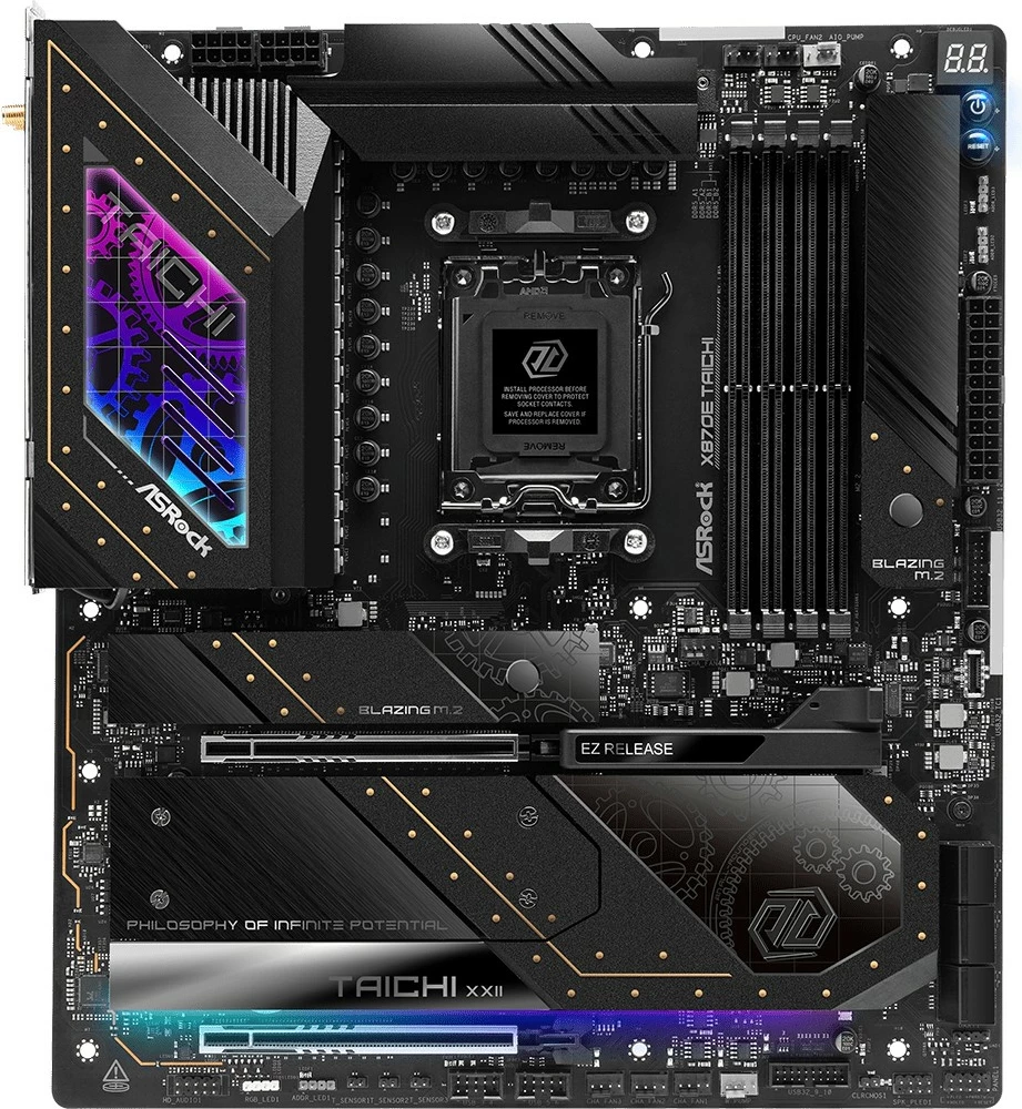 Matična plošča ASRock X870E Taichi, AMD, Socket AM5, DDR5-SDRAM, 256 GB, črna